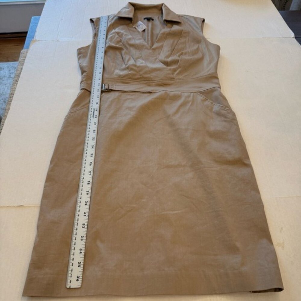 Ann Taylor Sleeveless Khaki Tan Cotton Blend Dress Size 10 Belted Pockets NWT - Picture 11 of 11
